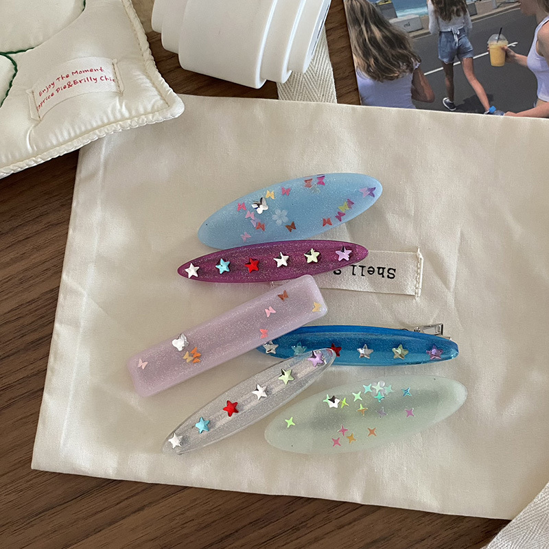 Millennium Spice Girl ~ Pince à cheveux Color Star Y2K Dopamine Broken Hair Bangs Clip Vigor Girl Sweet Side Clip_voghion.com