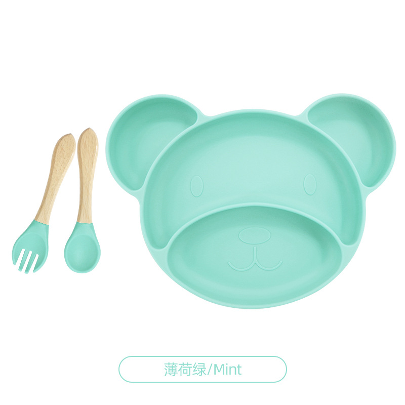 민트 그린 (작은 미키 플레이트 + 나무 포크 스푼)