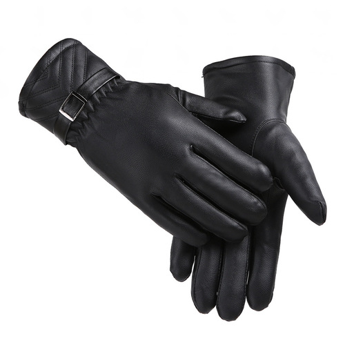 Leather gloves for men and women, winter lined, thick, warm, cold-resistant, outdoor riding, driving, anti-slip, touch screen, cotton gloves
