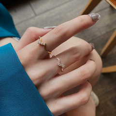原宿風金色歐美女式幾何型戒指氣質微鑲鋯石戒指優雅簡約飾品