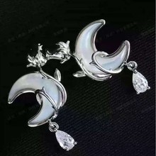 月亮玫瑰花耳环项链套装女小众设计冷淡风毛衣链精致轻奢网红耳环