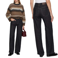 2025秋冬新款欧美BC同款中腰蓝黑不易褪色底抓绒直筒牛仔长裤女