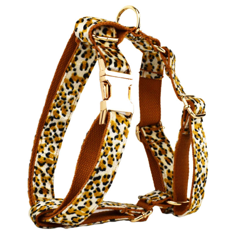 Leine Haustier Halsband Deep Bottom Leopard Print Hundehalsband Engravable_voghion.com
