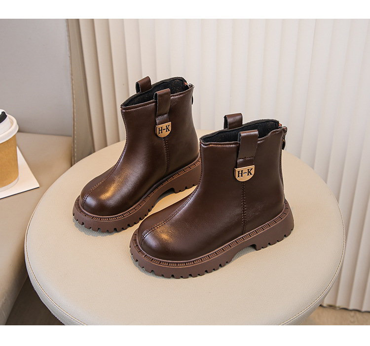 Mädchen Martin Boots - Schwarze Lederstiefel Für Kinder_voghion.com