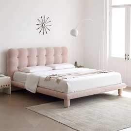 泡泡床法式现代简法式奶油风卧室布艺儿童床现代简约羊羔绒公主床
