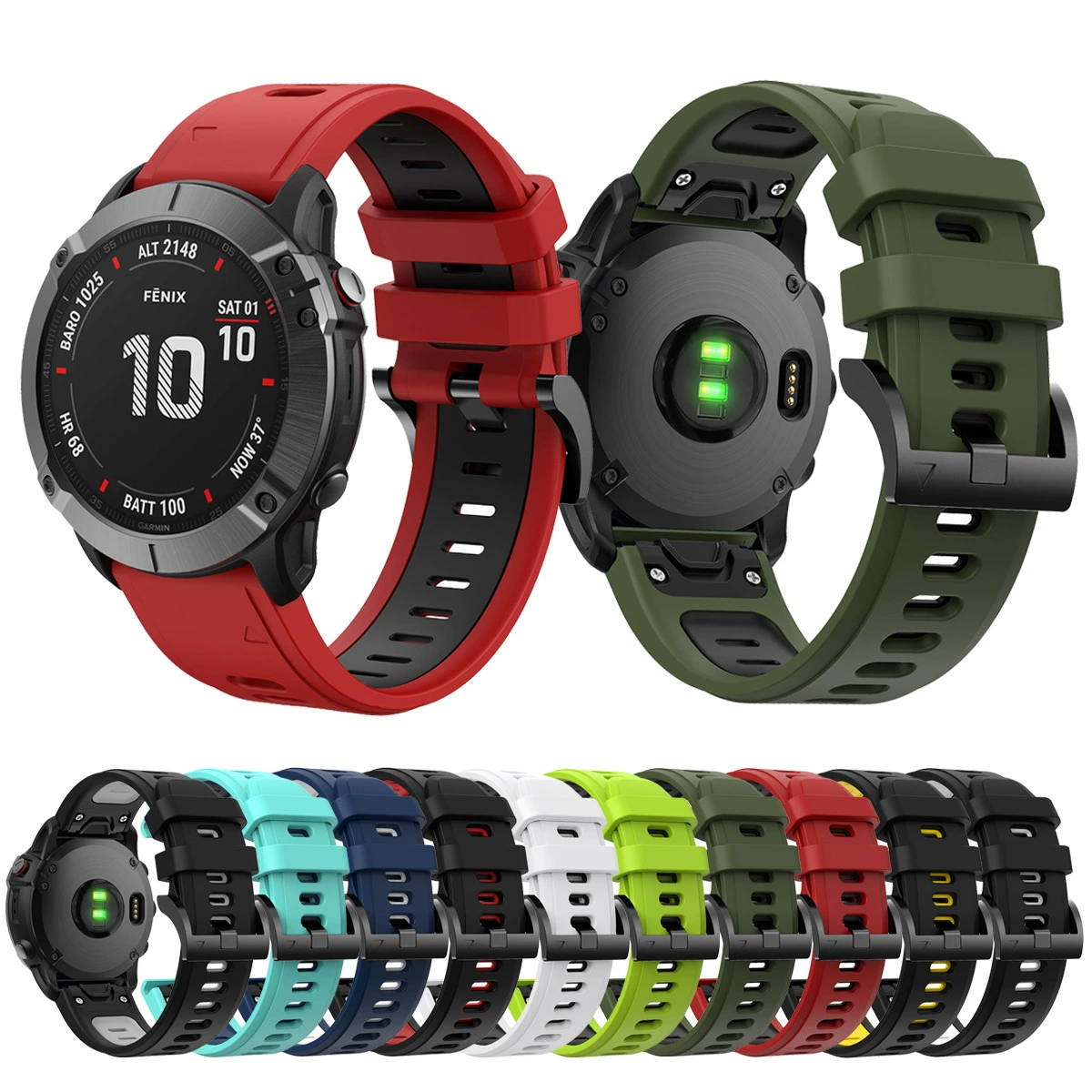Подходит для Garmin Fenix8/7/7xpro, двухцветный быстросъемный силиконовый ремешок для часов FenixE/gen2, быстросъемный ремешок для часов