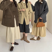 2024新款双面羊毛大衣 连帽宽松大版长毛加厚小个子羊毛双面外套