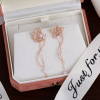 Fashionable long earrings, cute zirconium with tassels, Korean style, flowered