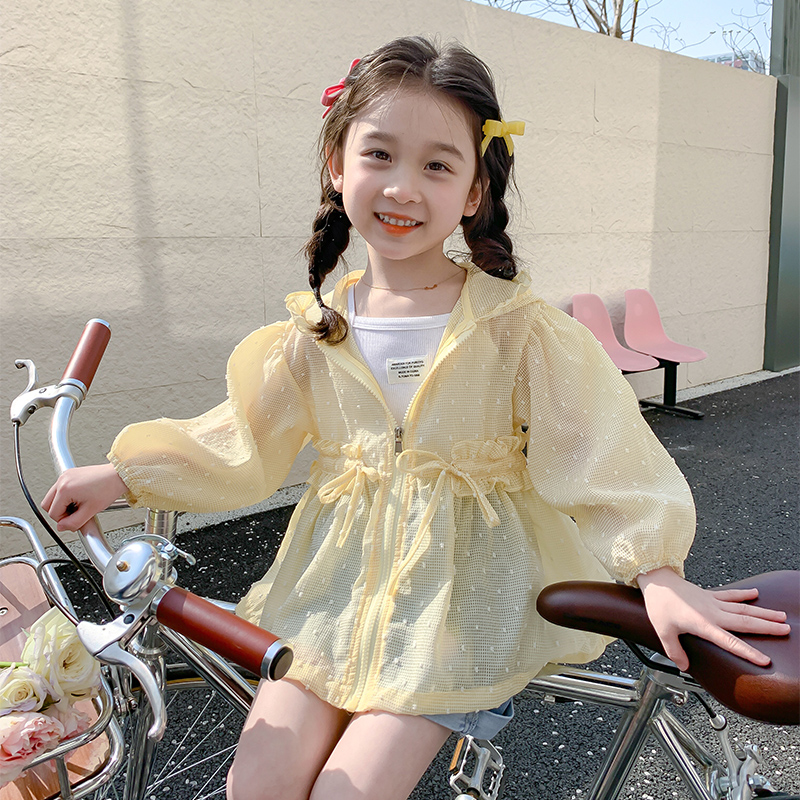 女童防曬衣夏裝2024新款洋氣童裝女寶寶薄款透氣外套兒童防紫外線