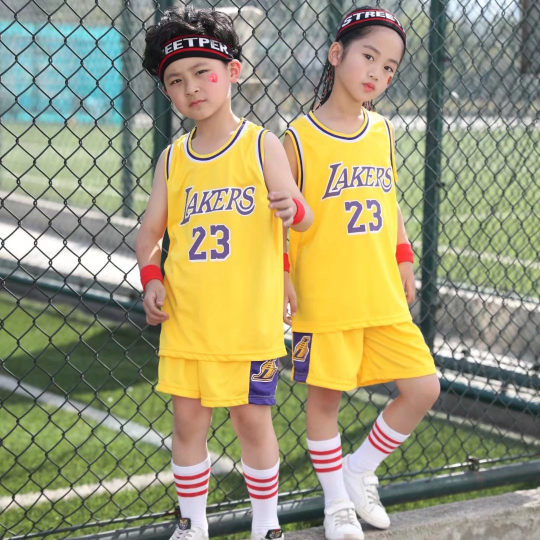Parent-child factory wholesale suit group purchase children's Lakers crew neck No. 23 jersey can be trained men's and women's basketball uniforms