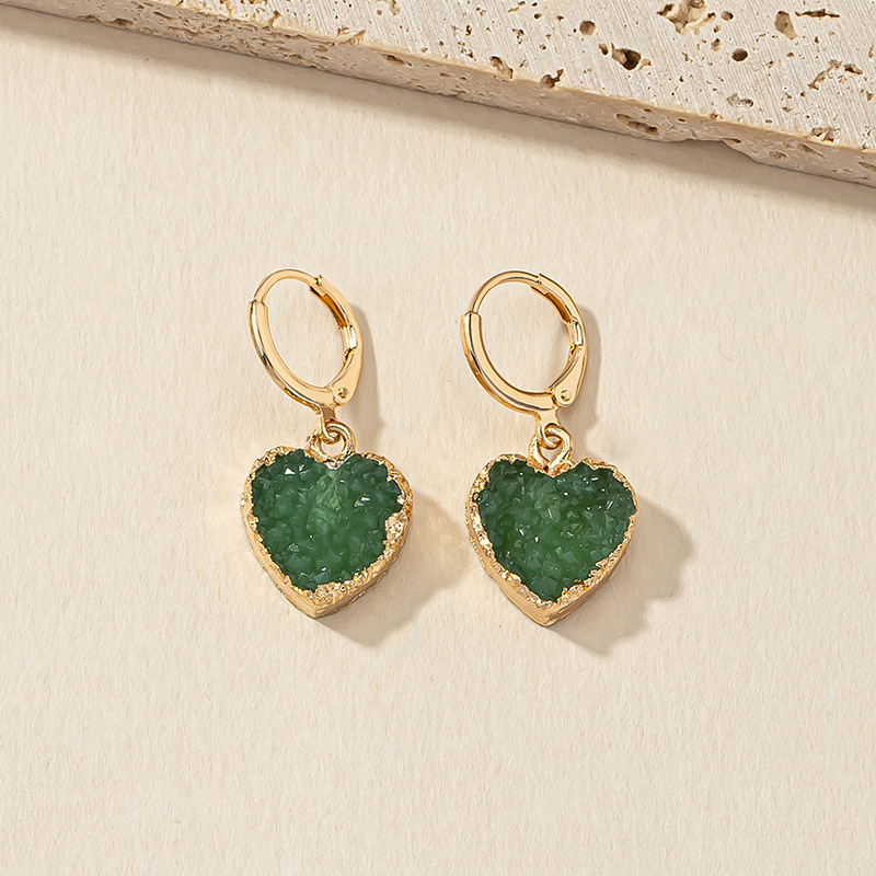 Fashion Heart Shape Synthetic Resin Alloy Plating Earrings display picture 2