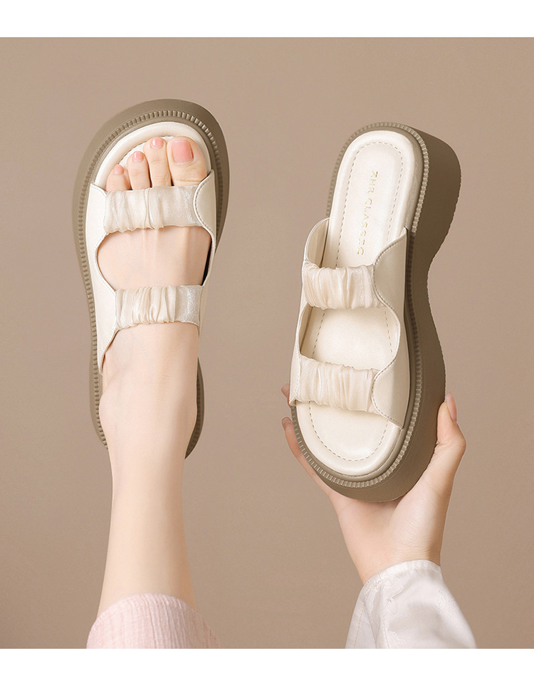 Dép tông nữ đế xốp dày dáng bánh xốp, quai ngang mềm mại, phù hợp đi biển và dạo phố — JF10T màu be chi tiết 17