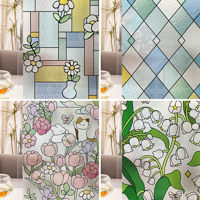 Tiffany Retro Art Glass Sticker Bathroom Anti-Light Transmission Opaque Anti-Peep Window Film Decoration Tiffany Retro Art Glass Sticker Bathroom Anti-Light Transmission Opaque Anti-Peep Window Film Decoration