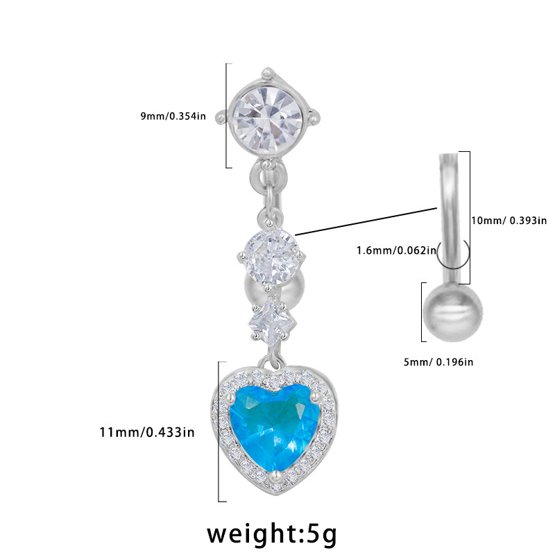 gatte European And American Cross-border Heart-shaped Full-diamond Inverted Navel Ring Design Fashion Piercing Jewelry_voghion.com