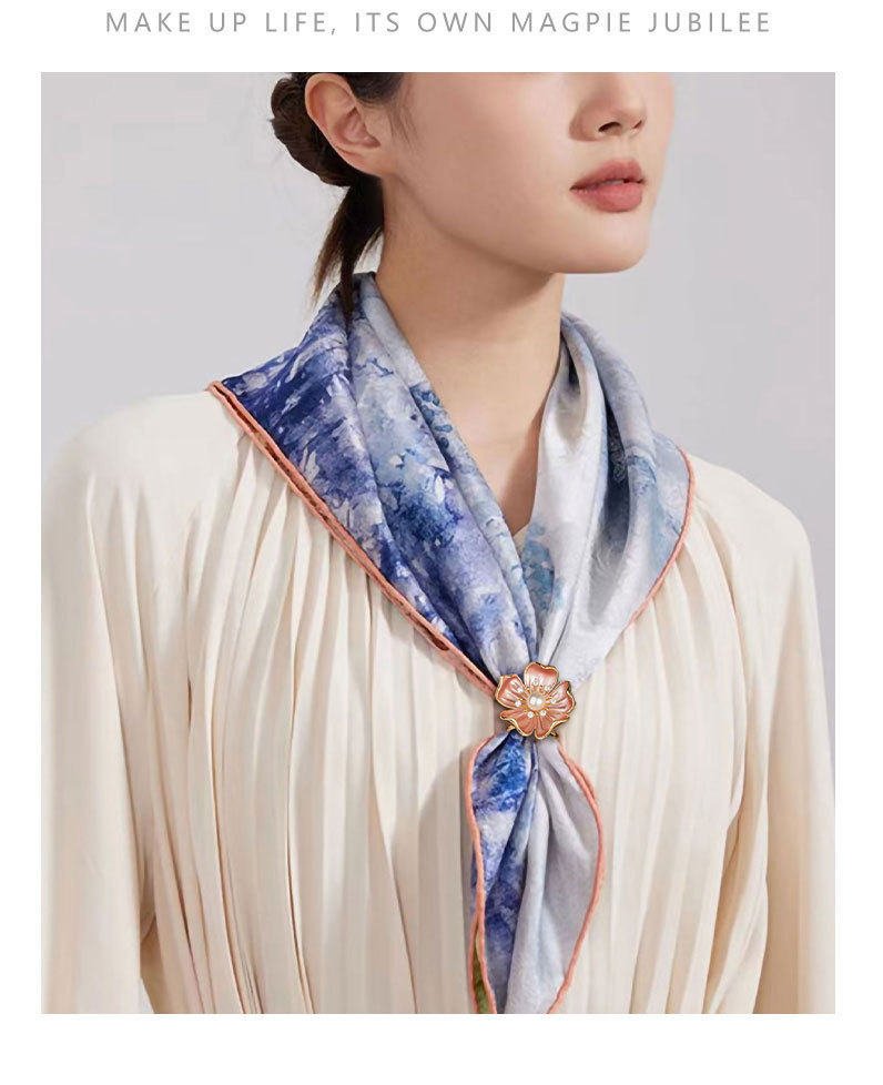 法式复古山CHA花丝巾扣时尚优雅花朵方巾扣新品爆款