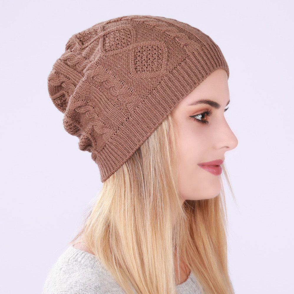 Nieuwe geplooide, pluche gebreide heren-dames-pullover, herfst- en winterruitvormige halvemaanvormige oorbescherming, warm_voghion.com