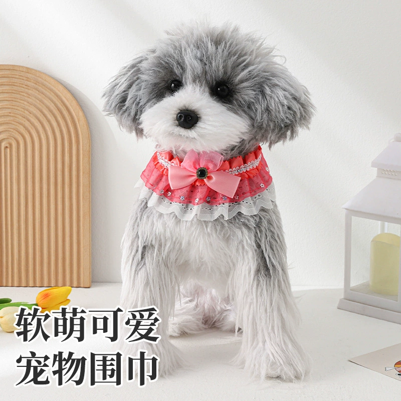 Нагрудник для питомцев с бантом, мягкий и милый, кружевной, прямые поставки с фабрики