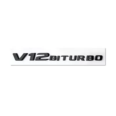 side fender emblem, dual-turbo | Car logo - standard-new-flat-v12biturbo-matte-black-1-piece