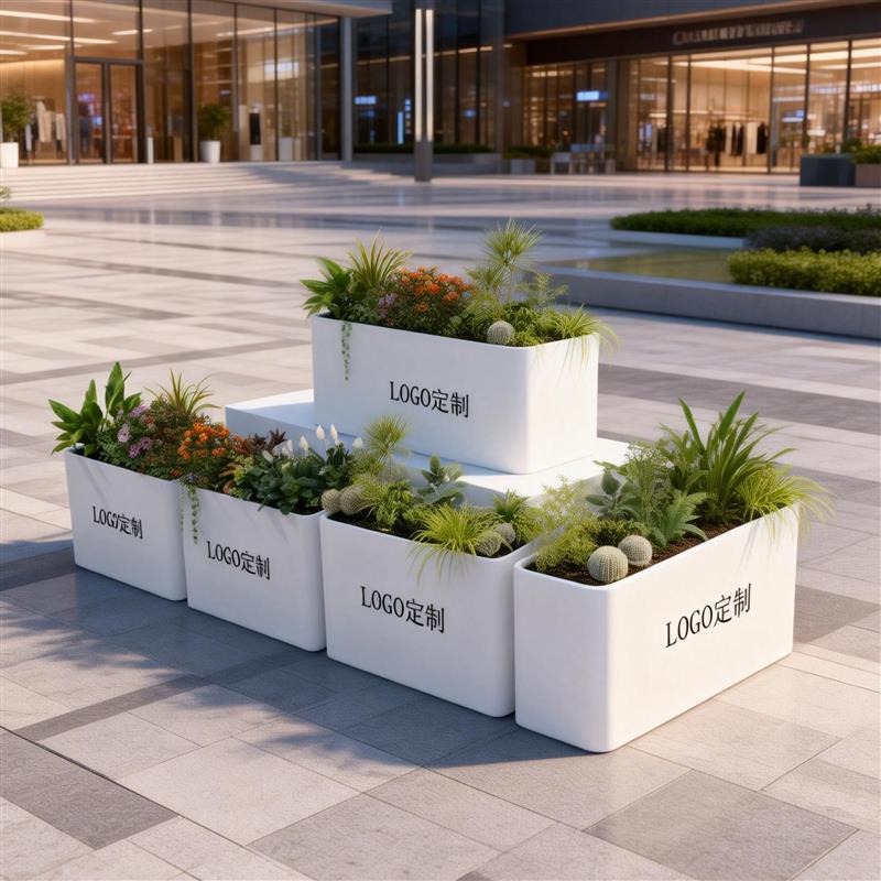 Stainless steel flower box combination, outdoor commercial street flower planter, municipal tree box combination, partition fence, wrought iron flower bed