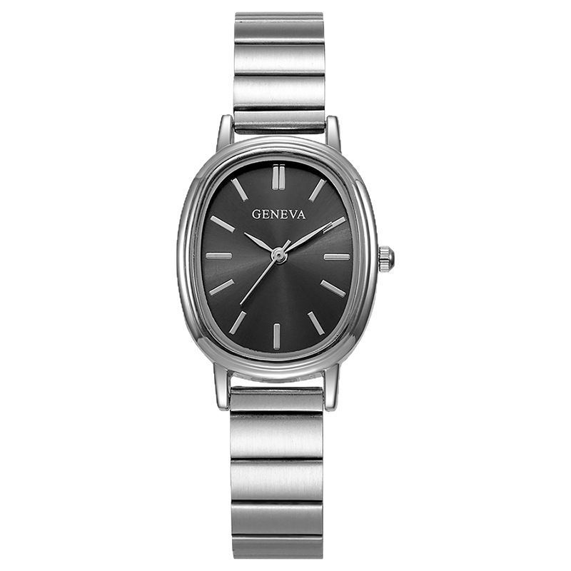 Reloj transfronterizo moda ovalada bambú cinturón de acero reloj de mujer casual simple celebridad en vivo muñeca plateada 1 reloj