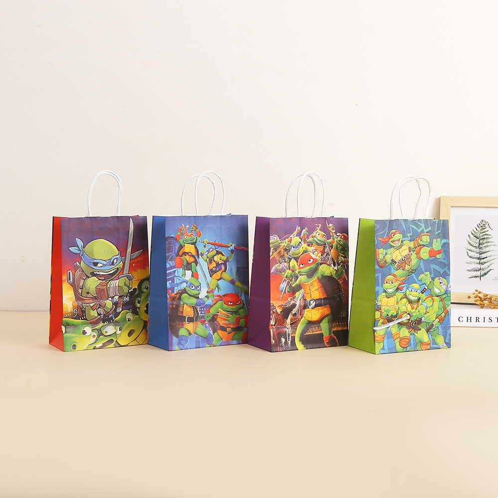 精美生日派对纸袋忍者神龟卡通手提袋印花logo购物包装袋批发牛皮