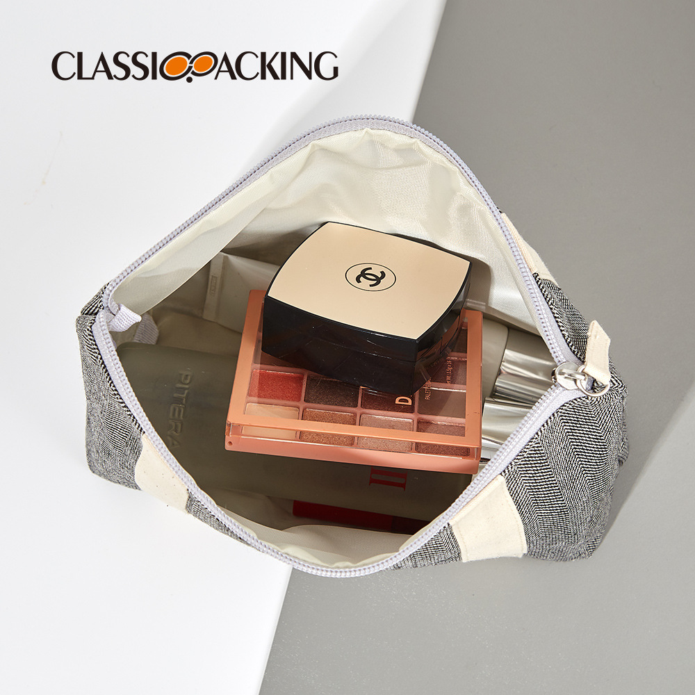 Lienzo de moda bolsa de cosméticos bolsa de almacenamiento portátil de viaje de gran capacidad bolsa de almacenamiento de productos de cuidado de la piel simple se puede imprimir logotipo