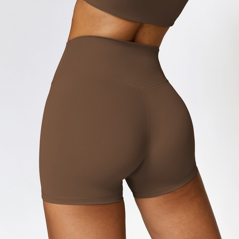 European and American Nude Tight Yoga Three-Point Shorts for Men and Women, High-Waisted Abdominal Control, Fitness, Elastic Butt Lift, Running Sports
