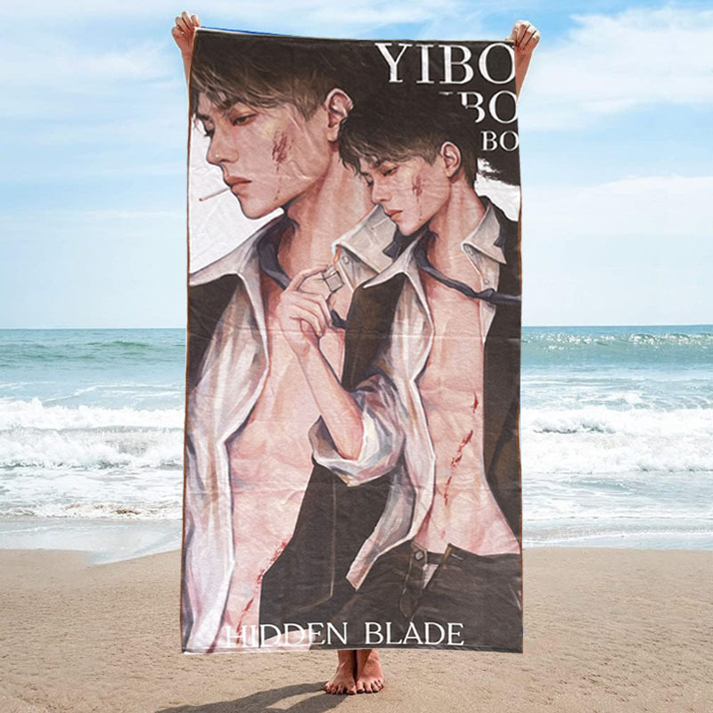 Hd Digital Character Pattern Gym Bath Towel Custom Gift Printed Towel One Side Polyester and One Side Cotton Beach Towel