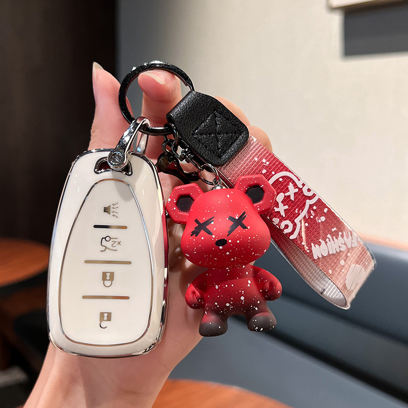 시보레 F-스마트 4 키 [싱글 쉘 화이트] + 레드 난폭한 곰 펜던트