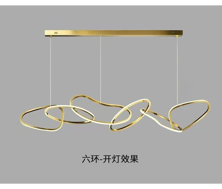 Candelabro de restaurante, barra de bar creativa de lujo ligero, sala de estar personalizada, estilo nórdico minimalista, círculo de acero inoxidable, arte, lámpara de forma especial