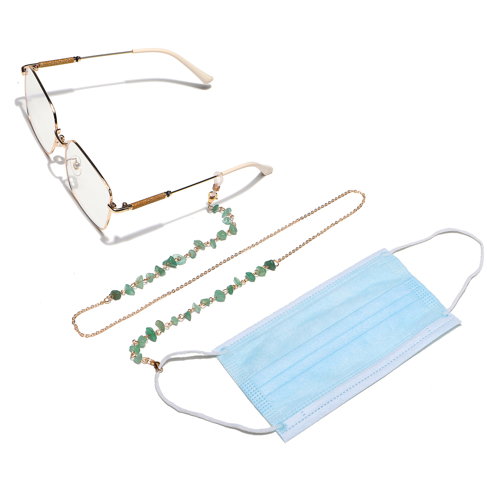 15g Weight Metal Material Gold, Silver Color Fashion Simple Natural Stone Handmade Glasses Chain 2