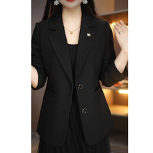 中年女士春秋小西装外套2024新款黑色修身显瘦妈妈秋装西服上衣