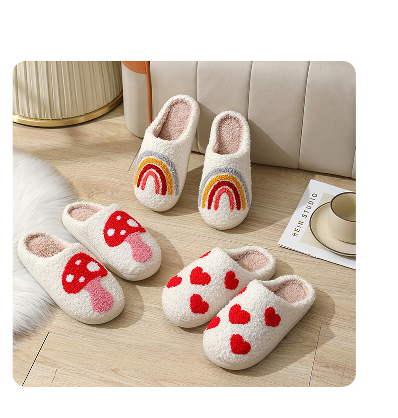 Nove jesenske i zimske pamučne papuče u duginim bojama za muškarce i žene, neklizajuće, tople pamučne cipele za dom i unutarnju upotrebu_voghion.com