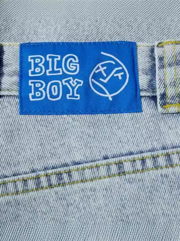Polar Big Boy jeans Y2K Harajuku Hip Hop dibujos animados bordado azul pantalones vaqueros sueltos hombres