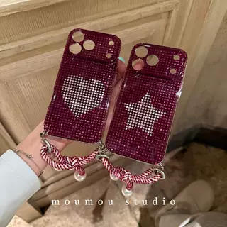 高级感紫色星星爱心链条适用iPhone18promax苹果17手机壳16全包15