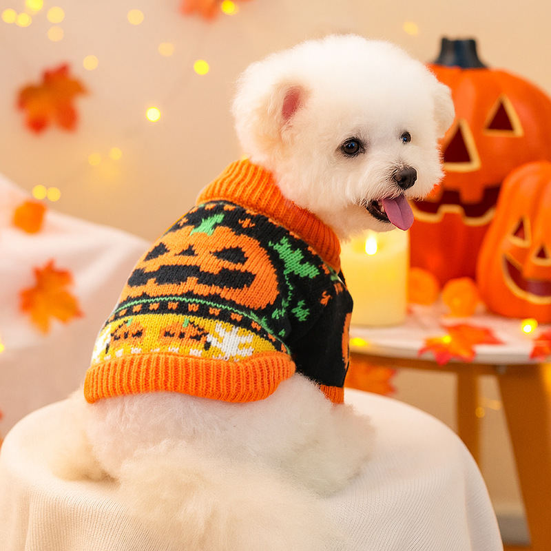 2025 Autumn and Winter Halloween Pet Clothes Dog Clothes Cat Clothes Costumes Pumpkin Halloween Sweaters