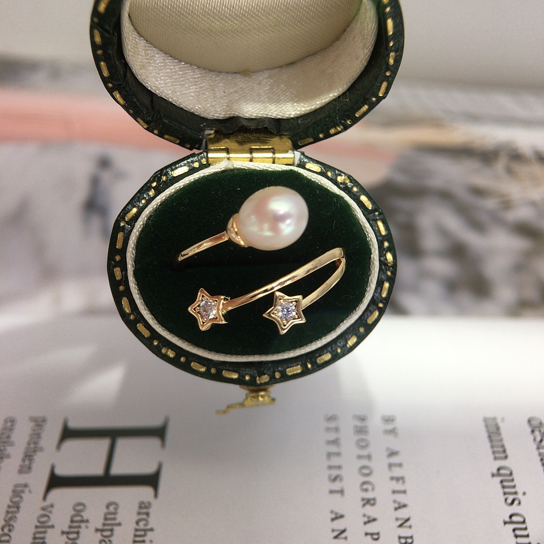 Natural Freshwater Pearl Ring for Women, Delicate and Compact, Adjustable Meteor-Style Design, Fashionable Zhuji Pearl Jewelry Wholesale