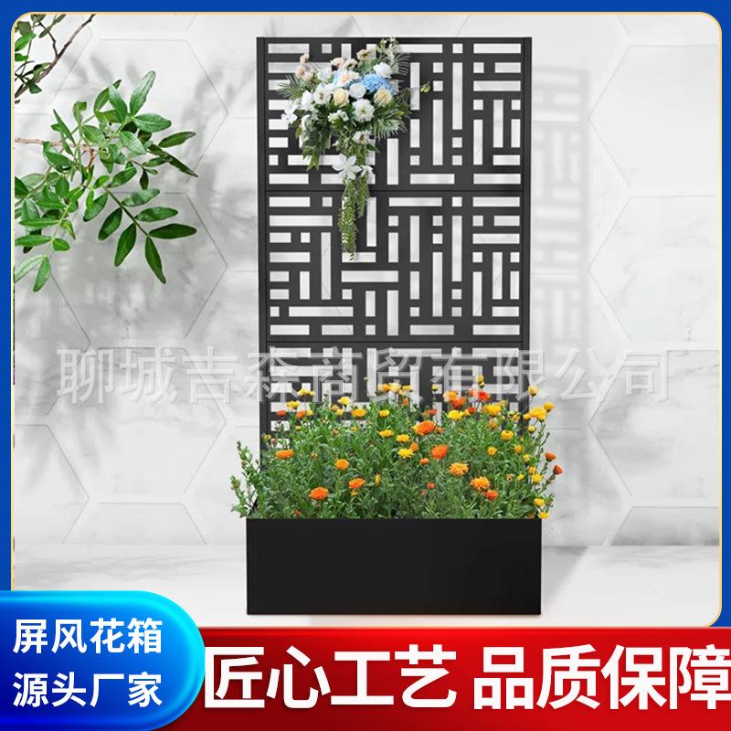 铁艺花箱户外组合太阳能发光灯箱围栏花盆隔断花槽不锈钢花坛