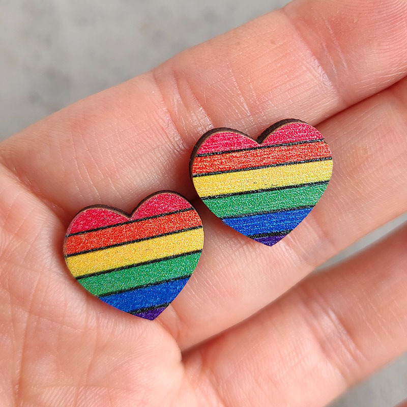 Fashion Rainbow Wood Handmade Womenu0027S Ear Studs 1 Pair