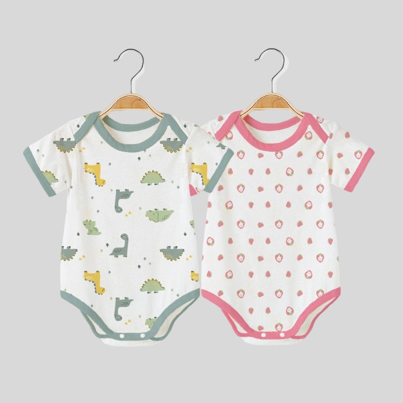 Baby Short-Sleeve Romper Newborn Mesh Breathable Jumpsuit Baby Crawling Suit One-Piece Clothing Pure Cotton Infant Wear