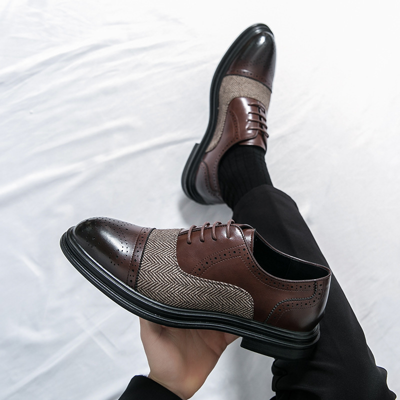 ShoeVault Chaussures de ville en cuir pour homme, assorties aux couleurs transfrontalières, pour mariage, affaires, style derby, lacets, décontractées, en cuir, taille S, livraison directe à l'unité._voghion.com