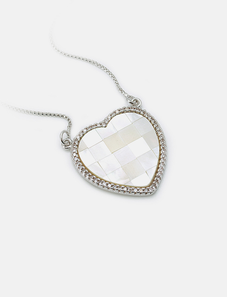 Simple Fashion Heart-shaped Zircon Shell Pendant Necklace display picture 4