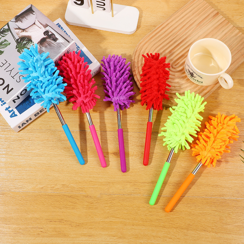 Household Mini Chenille Dust Duster for Office Cleaning, General Cleaning, Washable Telescopic Brush, Detachable and Washable