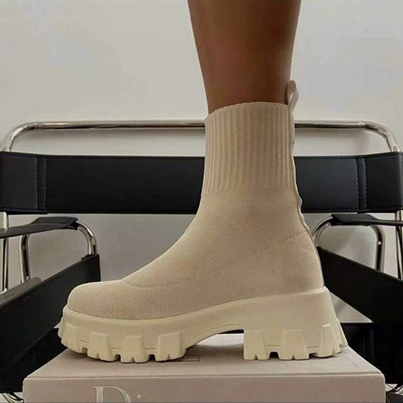Вязаные демисезонные ботинки (Martens), низкая платформа, размеры EU 35–43