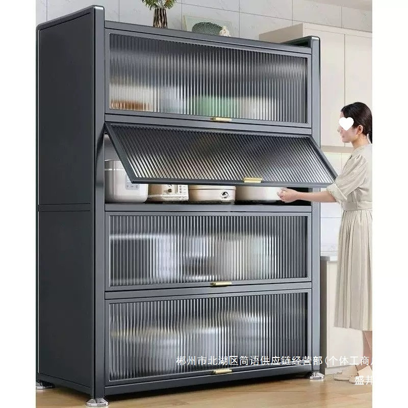 Fábrica directa multifuncional armario de ahorro estante de cocina casero cubierta de tapa doblada armario de comedor piso casero multicapa