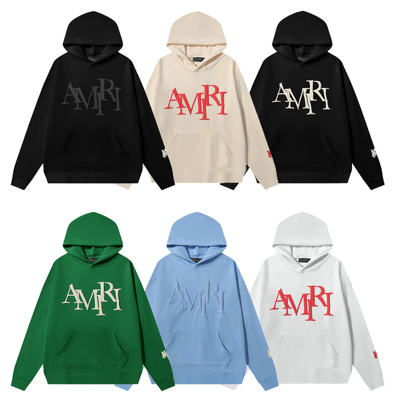 Cross-Border American High-Quality Amiri Hoodie Classic Letter Series Pullover Loose Hooded Sweatshirt for Men and Women