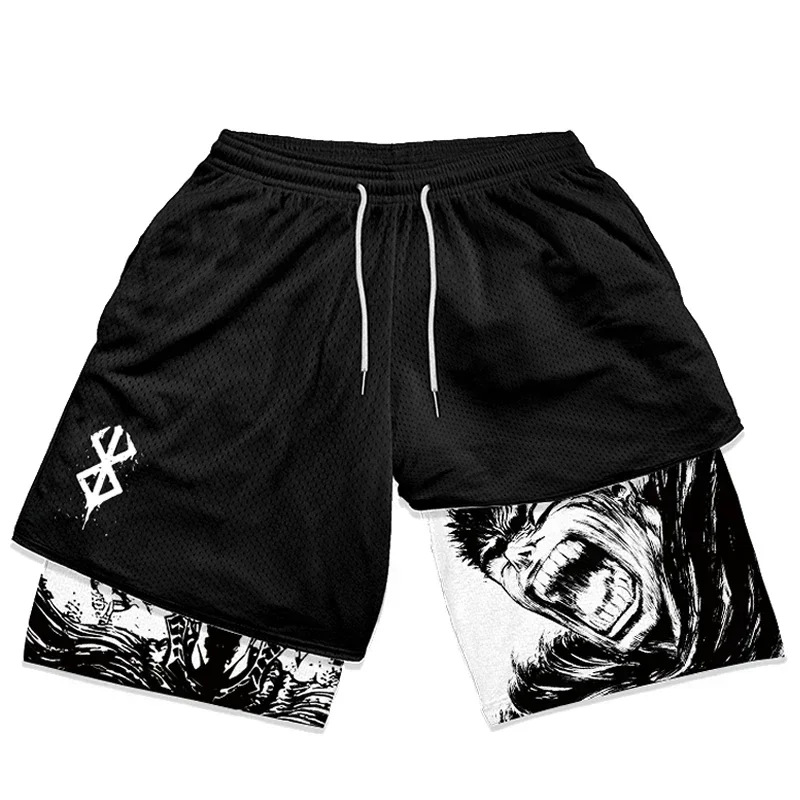 Men's drawstring shorts, two fake pieces_voghion.com