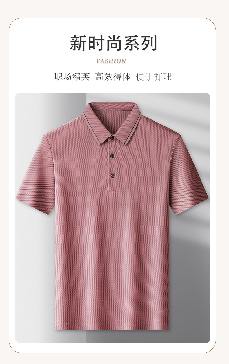 莱诗伯特 锦纶弹力男士短袖t恤夏季青中年短袖 冰丝翻领半袖polo衫