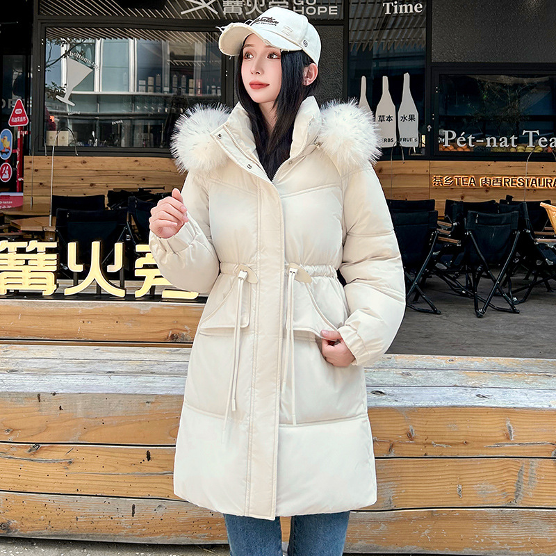 2025 ropa de algodón de invierno para mujeres nueva estilo de estilo extranjero coreano delgado simple sombrero desmontable abrigo de algodón