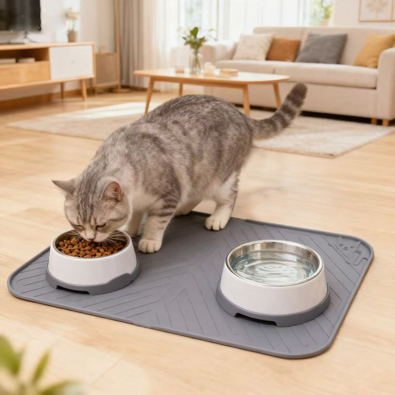 Silicone Pet Placemat, Non-Slip, Easy to Clean, Cat Bowl Mat, Dog Eating Mat, Anti-Spill Feeding Mat, Cat and Dog Supplies